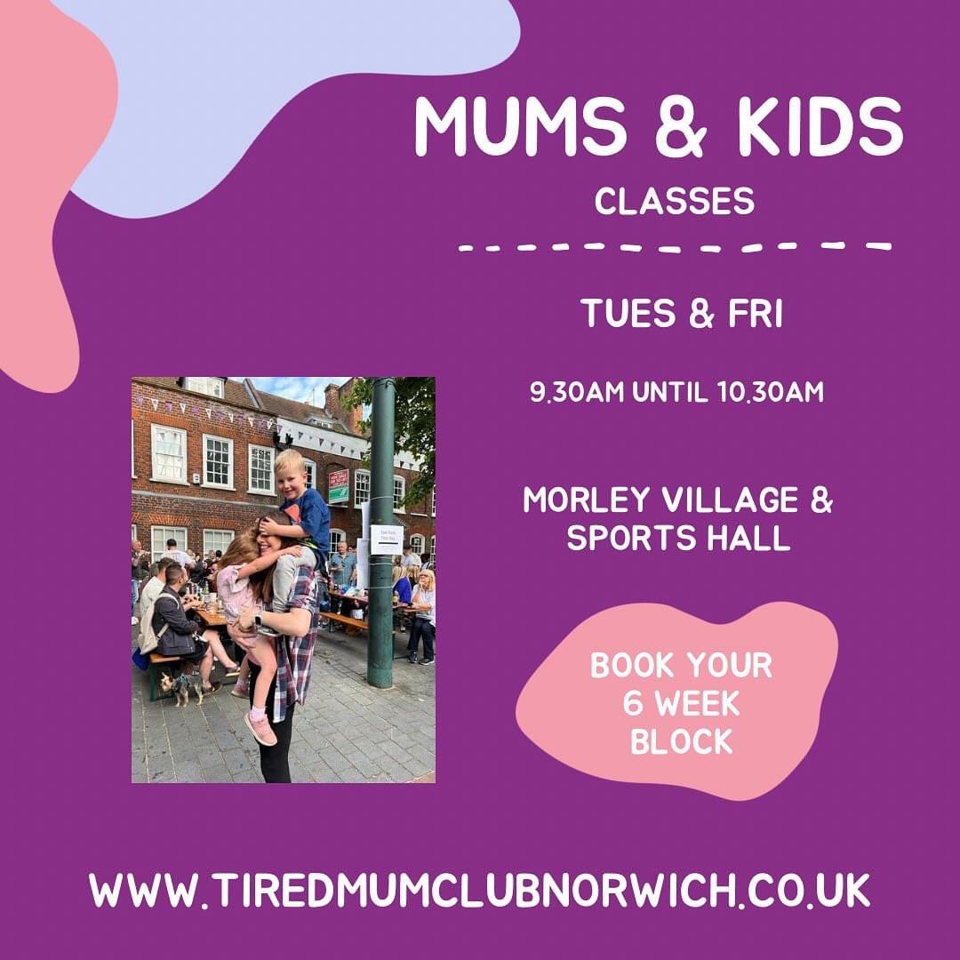 Exercise with your kids with <a href="/tiredmumclubnor/">Megan Bowe</a> - back Tuesdays &amp; Fridays 💜 more info &amp; booking here tiredmumclubnorwich.co.uk
Kettlebells, bands, bodyweight &amp; whole lot of fun with some movement to make you feel mental &amp; physically better 🙌🏻 Payment options Lots of tea &amp; chat