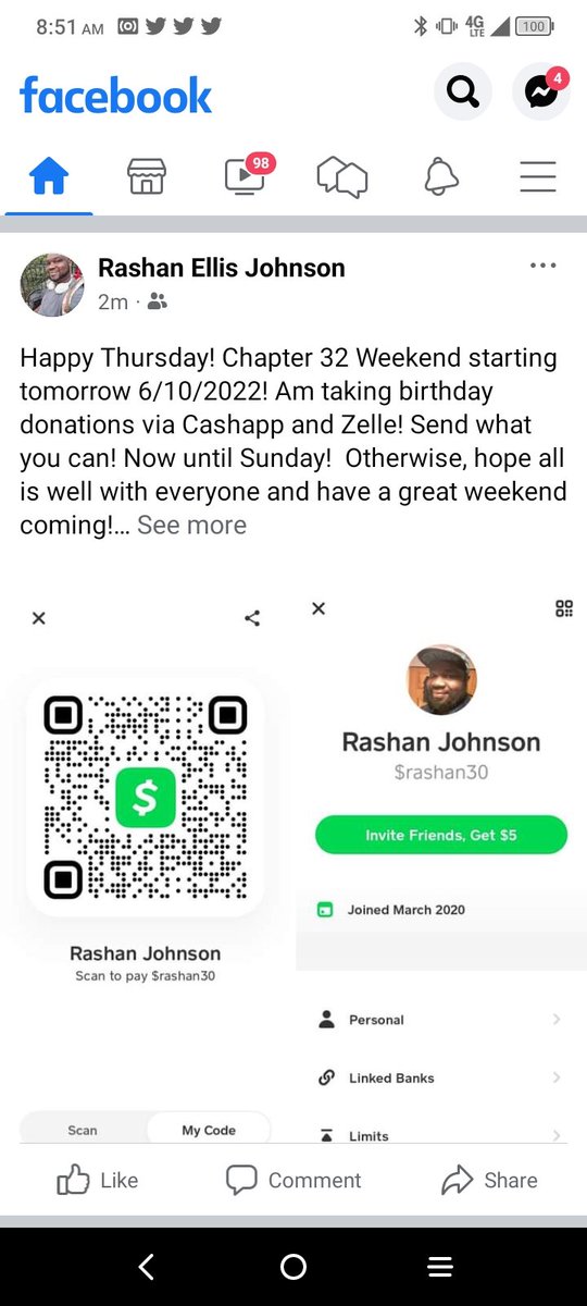 RashanJohnson2's tweet photo. #birthday #donations #bailouthumans #life #Chapter32 #Cashapp #zelle Happy 32nd birthday to me! (6/10/2022) https://t.co/VE4zDBmwuU https://t.co/GkjpN6eXmq