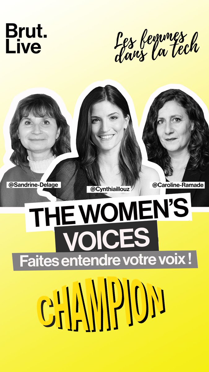 Ce soir à 18h sur l’application @brutofficiel Live on parle des #femmes dans la #tech avec @TheWomensVoice1 Mes invitées @carolineramade et @SANDDELA #womenintech @VivaTech #wogitech @50inTech