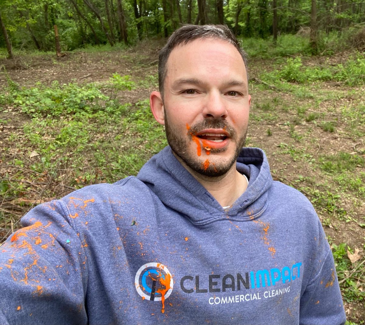 KirkKellus's tweet photo. We can't clean the paintball out of your mouth but we CAN clean your office, school, clinic or other awesome workplace. We had a fun day playing in the woods at the Clean Impact world headquarters 
#CleanImpact #CommercialCleaning #CleaningIllinois #OfficeCleaning #SchoolClea... https://t.co/BRwfDMAaU2