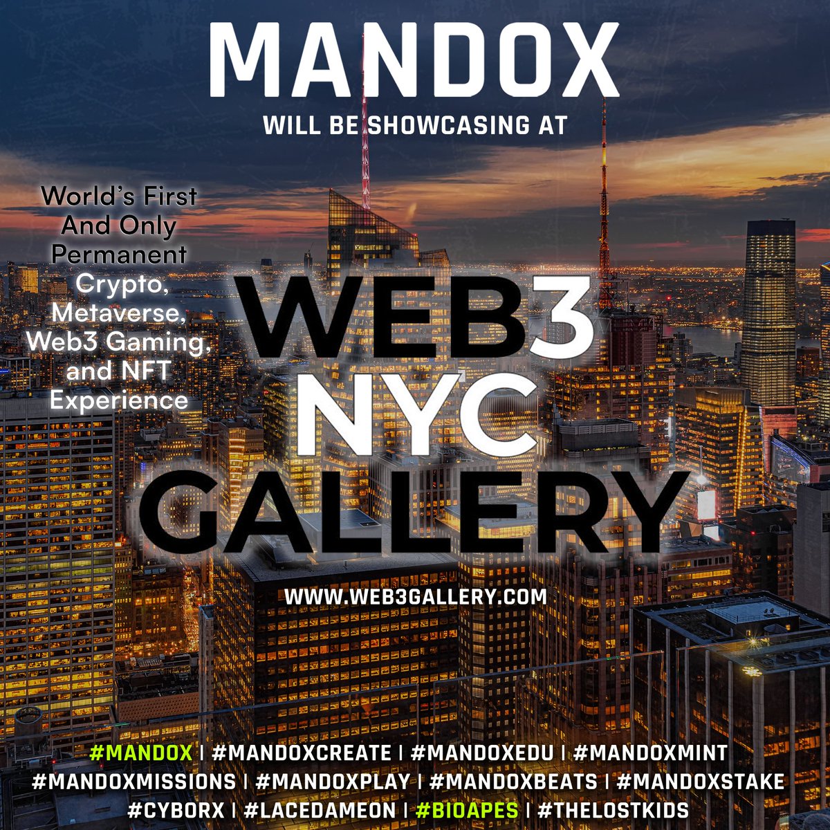 NunoAlm16725824's tweet photo. So excited to see the #BioApes in the @web3nycgallery 🔥🔥
@Bio_Apes and other #Mandox collections will be exposed to millions of people permanently! 💯
Go grab yours! 
#NewYorkCity here we go!

#NFT #NFTartist #nftcollector #NFTsales https://t.co/2bzD1lbx5I