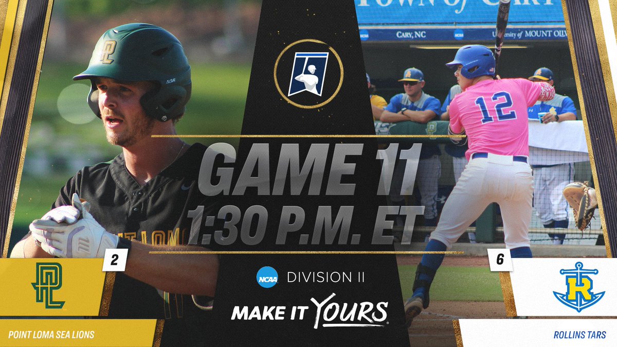 The semifinal round at the #D2BSB National Championship finals gets underway at 1:30 p.m. ET today with <a href="/PLNUSeaLions/">PLNU Sea Lions</a> taking on <a href="/RollinsSports/">Rollins Sports</a>.  

💻|📊: on.ncaa.com/0609D2BSBGame11
📰: on.ncaa.com/22D2BSBsp