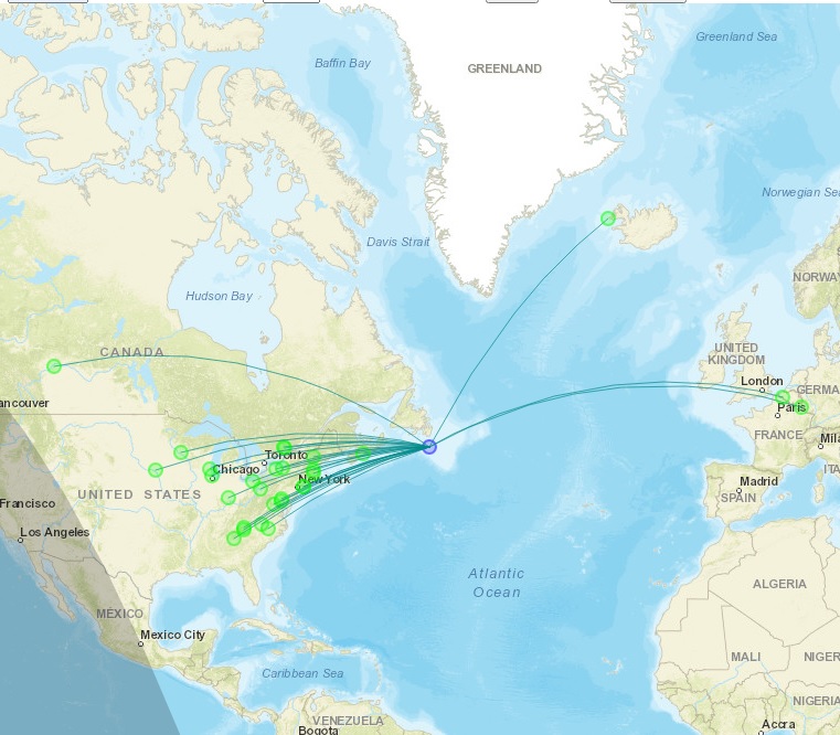 AllSaintsSTEAM's tweet photo. Starting  Day 3.  The All Saints STEAM Academy balloon made it through night #2 and has passed Labrador at 13,100 feet.  It's now over the North Atlantic. Its signal is now being heard by stations in Iceland and France. https://t.co/2k61HXOkje