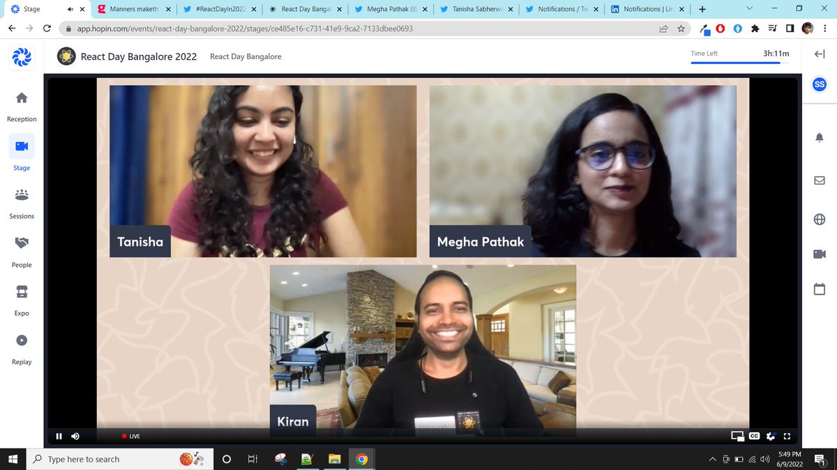 shloksri's tweet image. Is it ending already🥺🥺
The 2nd day was really amazing!!! Thank you @ananthu_tweetin, @Muskein, @nishanbende, @peterlazar1993 for sharing your knowledge and experiences. Thanks @ReactDayIn and @Megha_Pathak_ @tanishaaa03 for hosting this event!!!
#ReactDayIn2022