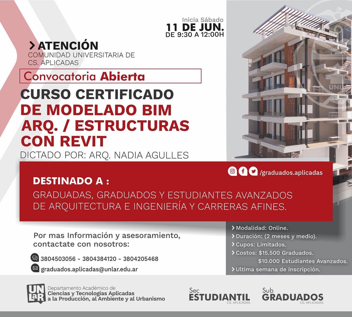 Graduados_Aplic's tweet photo. 💡Atención graduados y graduadas: Última semana de inscripción, Te invitamos a participar del “Curso Certificado de Modelado BIM (Arquitectura y estructuras con REVIT)”.
• Para inscribirte debes completar el siguiente formulario:

https://t.co/2qsv74SIvM…
 
#GraduadosAplicadas https://t.co/wRZ5ViYSiR