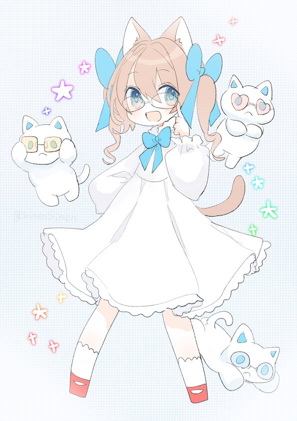 1girl animal ears cat ears tail dress cat cat tail  illustration images
