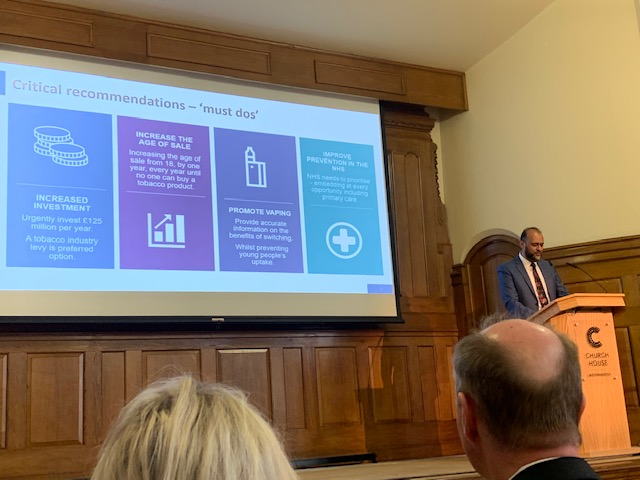 KingsNRG's tweet photo. Prof Ann McNeill is representing @KingsCollegeLon @KingsAddictions @KingsNRG at the launch event of @JavedKhanCEO's review. We are fully behind all of the recommendations in the report. #KhanReview #makingsmokingobsolete https://t.co/ONdmYnvbv7