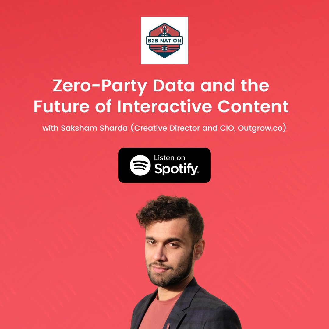 OutgrowCo's tweet image. B2B Nation Podcast featuring Saksham Sharda, CIO @ outgrow.co

Listen on Spotify👉spoti.fi/3zt2lMd

#b2bnation #technologyadvice #outgrow #marketing2022 #podcastmarketing #marketingpodcasts #interactivecontent