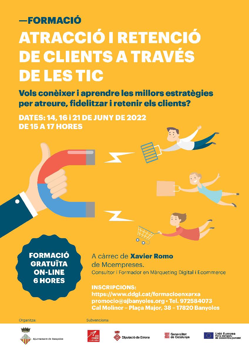 DiputacioGirona's tweet photo. 📢Voleu conèixer les millors estratègies per atraure, fidelitzar i retenir els clients❓Aquesta formació #enlínia us assessorarà sobre com fer-ho. Apunteu-vos-hi 👇

 🗓️14, 16 i 21 de juny 
⏰De 15 a 17 h
✍️https://t.co/sRSnjVqxcm

#COCREIX #fonsFEDER #PromoecoDdGi #PECTInnovacio https://t.co/Q0CCkZ4Phn