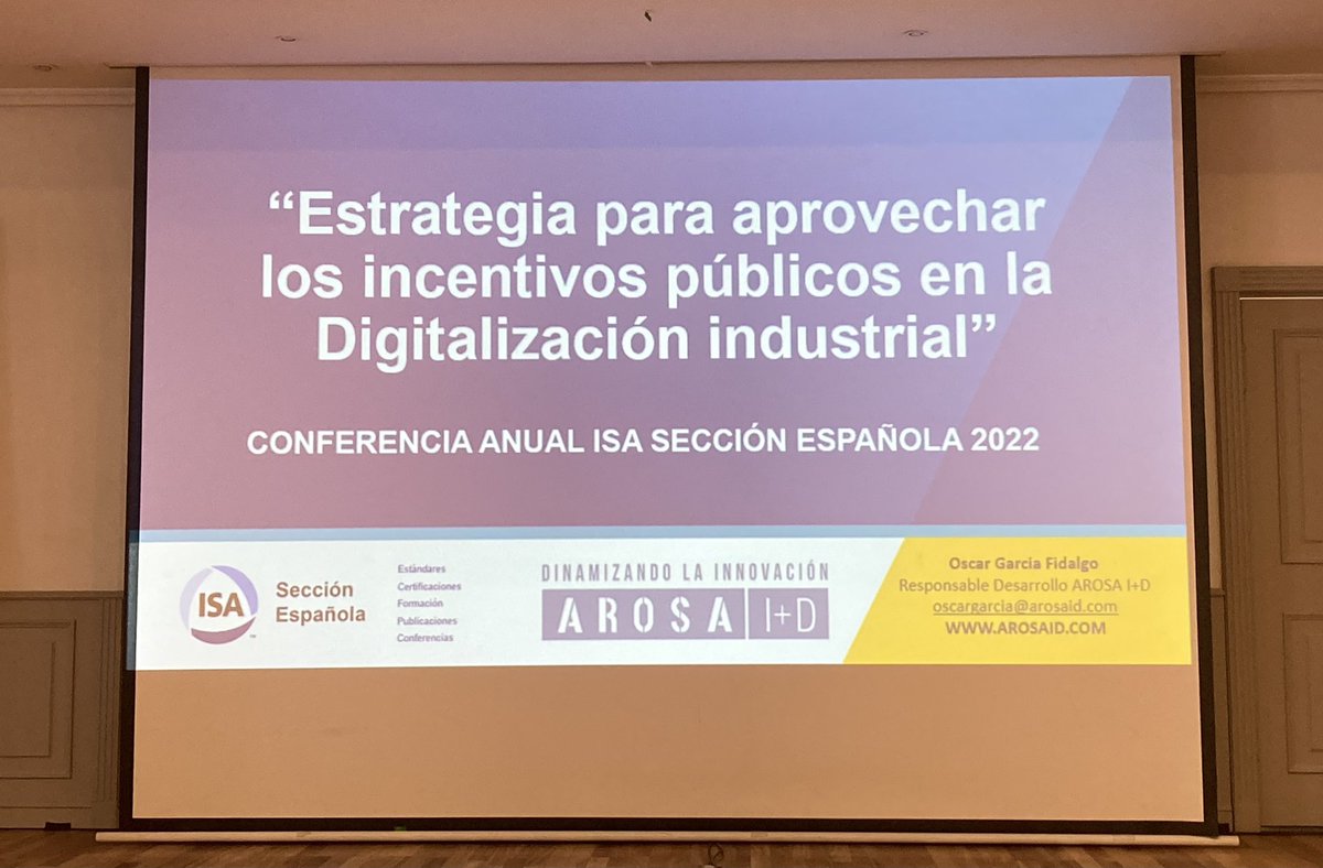 Conferencia Anual ISA Sección Española <a href="/ISA_SecEsp/">ISA Sección Española</a> ponente Oscar García Fidalgo AROSA i+D