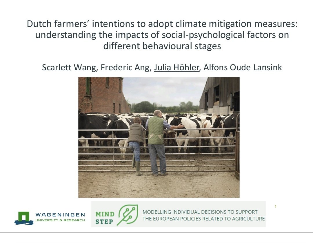 julia_hoehler's tweet photo. "Dutch farmers' intentions to adopt climate mitigation measures". First in-person presentation after more than 2 years and it felt great 🙂 @MindstepP @WURbec @AngFrederic @Scarlett_J_WANG @slu_ekonomi #reecap https://t.co/QSmupr314V