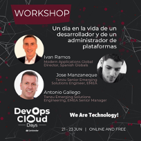 AgileTrendsOn's tweet photo. ¡Seguimos con las novedades para el DevOps &amp; Cloud Days 2022! 

Del 21 al 23 de junio, online y gratuito. 
Os presentamos algunos de los Workshops.

¿No te has apuntado todavía? 
¡Regístrate aquí!
https://t.co/CL1cPJHAHA

#devopsandclouddays #devops #cloud #santanderglobaltech https://t.co/7p9mQV7cRH