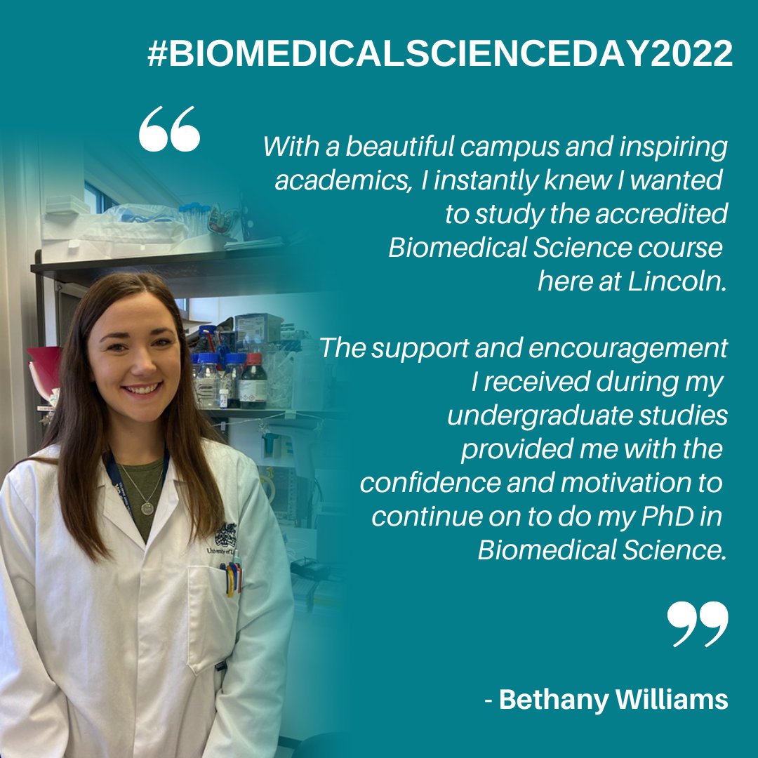College of Science, University of Lincoln, UK (@uolscience) on Twitter photo To celebrate #BiomedicalScienceDay2022, we are showcasing some of our Biomedical Science Students. First up we have Bethany, who is currently studying for a PhD in Biomedical Science.
#WomeninSTEM #WomenInScience
<a href="/UoLLifeSciences/">Lincoln School of Natural Sciences</a> To celebrate #BiomedicalScienceDay2022, we are showcasing some of our Biomedical Science Students. First up we have Bethany, who is currently studying for a PhD in Biomedical Science.
#WomeninSTEM #WomenInScience
<a href="/UoLLifeSciences/">Lincoln School of Natural Sciences</a>