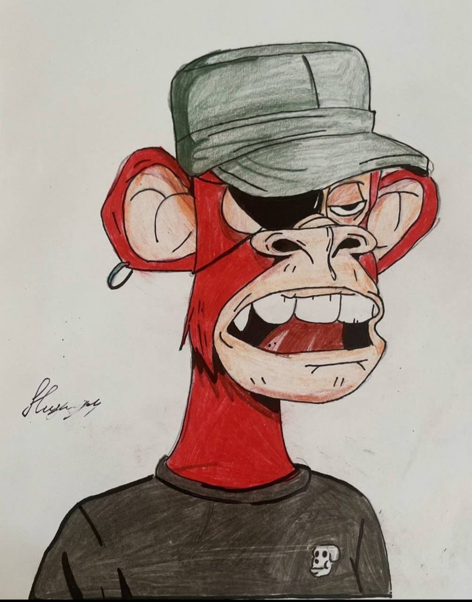 Hand drawing by Timka 12 yo! For <a href="/BoredApeYC/">Bored Ape Yacht Club 🍌</a> like usually with the best wishes and respect ❤️😀👍