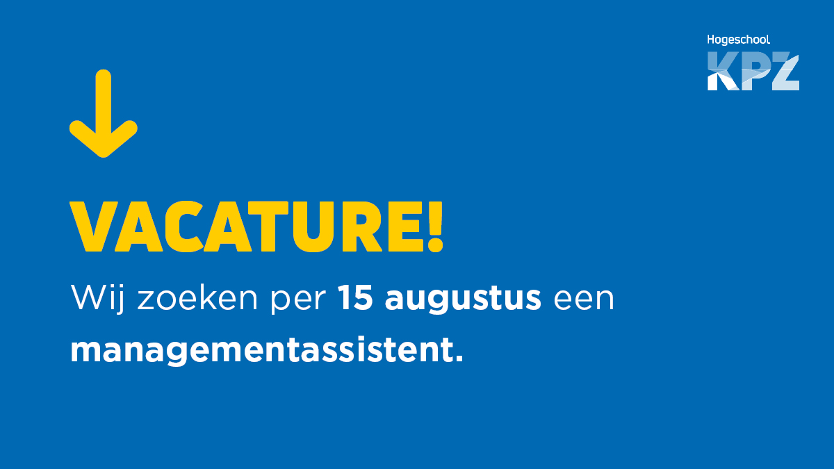 Wij zoeken per 15 augustus een managementassistent die hét gezicht en eerste aanspreekpunt is binnen onze hogeschool voor zowel studenten, medewerkers en gasten als ook voor het College van Bestuur en de directie. Kijk op bit.ly/3xkx2R4 #vacature #werkenbijkpz