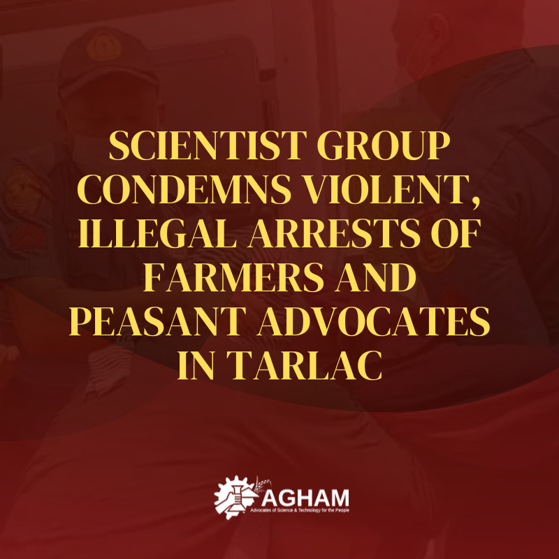 AghamNasyunal's tweet photo. AGHAM vehemently condemns the Philippine National Police for violently and illegally arresting three agrarian reform beneficiaries and 78 peasant advocates who were peacefully participating in a “bungkalan” in Hacienda Tinang, Tarlac.

Full statement: https://t.co/2OAkrqcS9f https://t.co/aTk3SgCzux