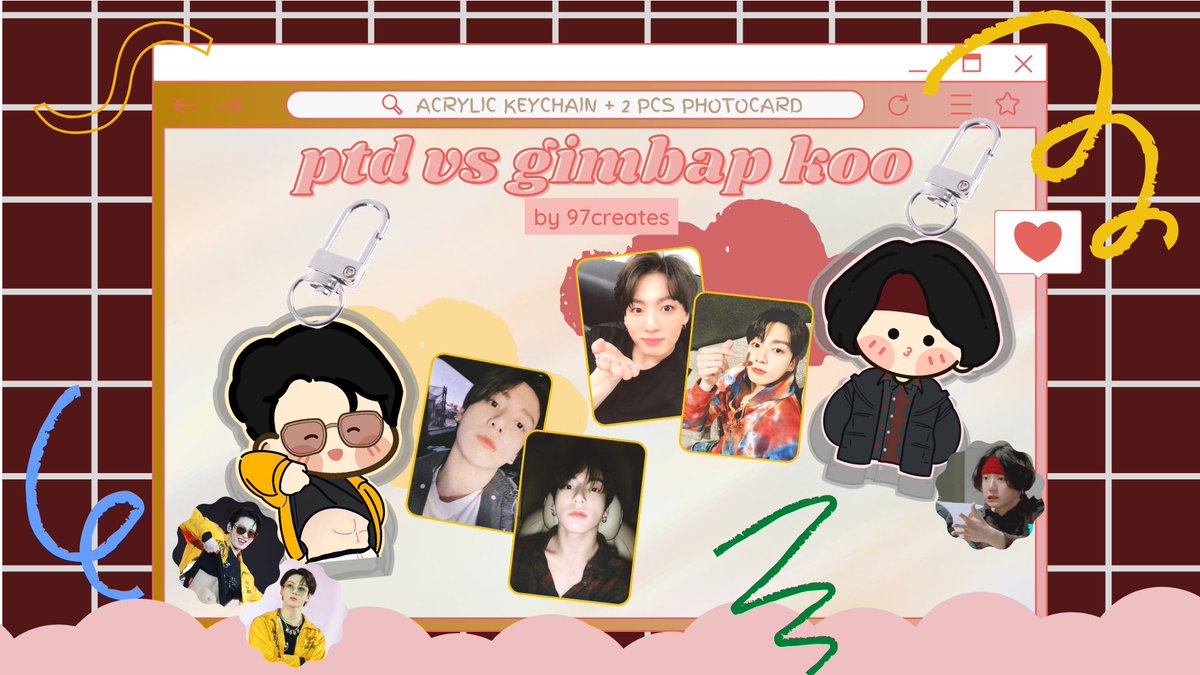 97creates's tweet photo. interest check ic ph ! 🐰🍙 HELP RT! 

꒰ JUNGKOOK SET acrylic keychain + 2 fanmade pcs set ꒱
            
𓏔 200php ea set ( ptd &amp; gimbap jungkook )

𖥻 wts lfb ph jungkook acrylic keychain gimbap ptd jk photocard set chibi https://t.co/nEVf88Gcs2
