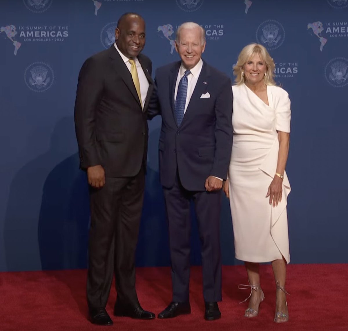 SkerritR's tweet photo. I was welcomed by US President @JoeBiden and First Lady Jill Biden @FLOTUS at the opening ceremony of the IX Summit of the Americas in Los Angeles on June 8, 2022.

#SummitoftheAmericas https://t.co/Us6uNGF7lb