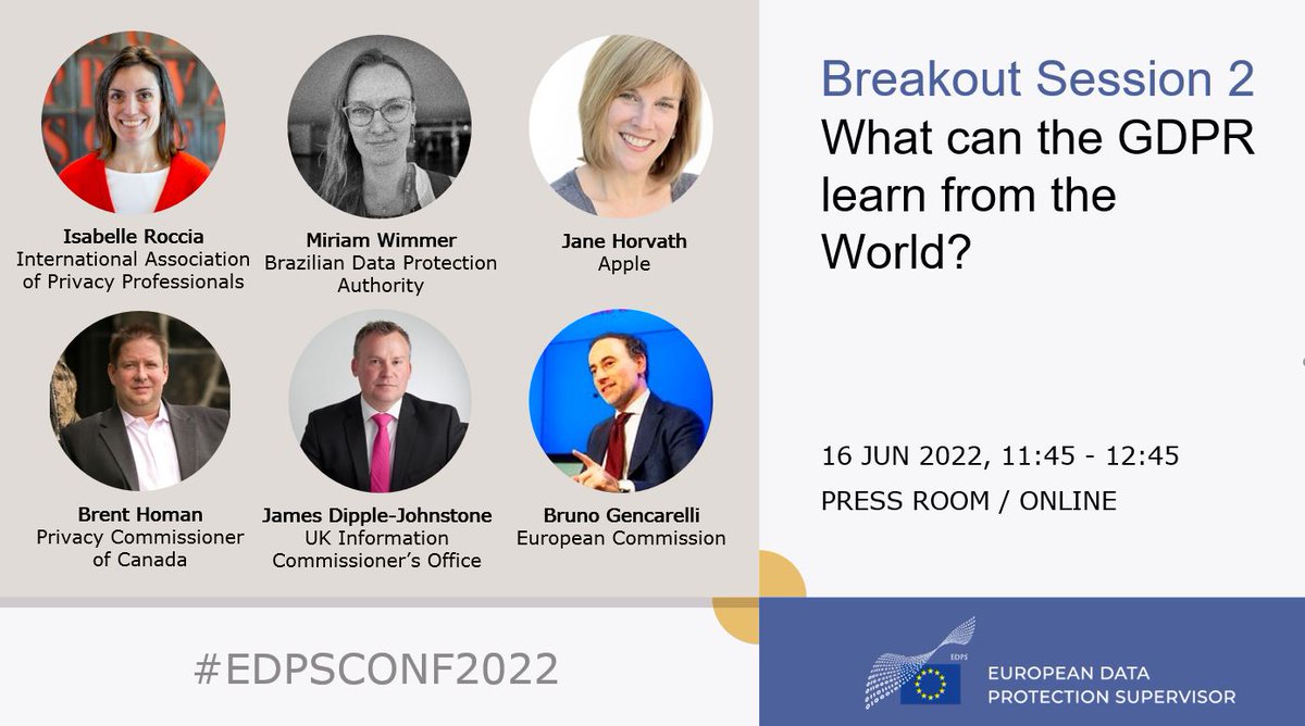 The world is learning from #GDPR, but what can the GDPR learn from the world? Listen to <a href="/IsabelleRoccia/">Isabelle Roccia</a> Miriam Wimmer <a href="/BrentRHoman/">Brent R Homan</a>, James Dipple-Johnston <a href="/BrunoGencarelli/">Bruno Gencarelli</a> and Jane Horvath discussing best practices from the world:  edpsconference2022.eu/en/conference/… #EDPSconf2022 #Countdown