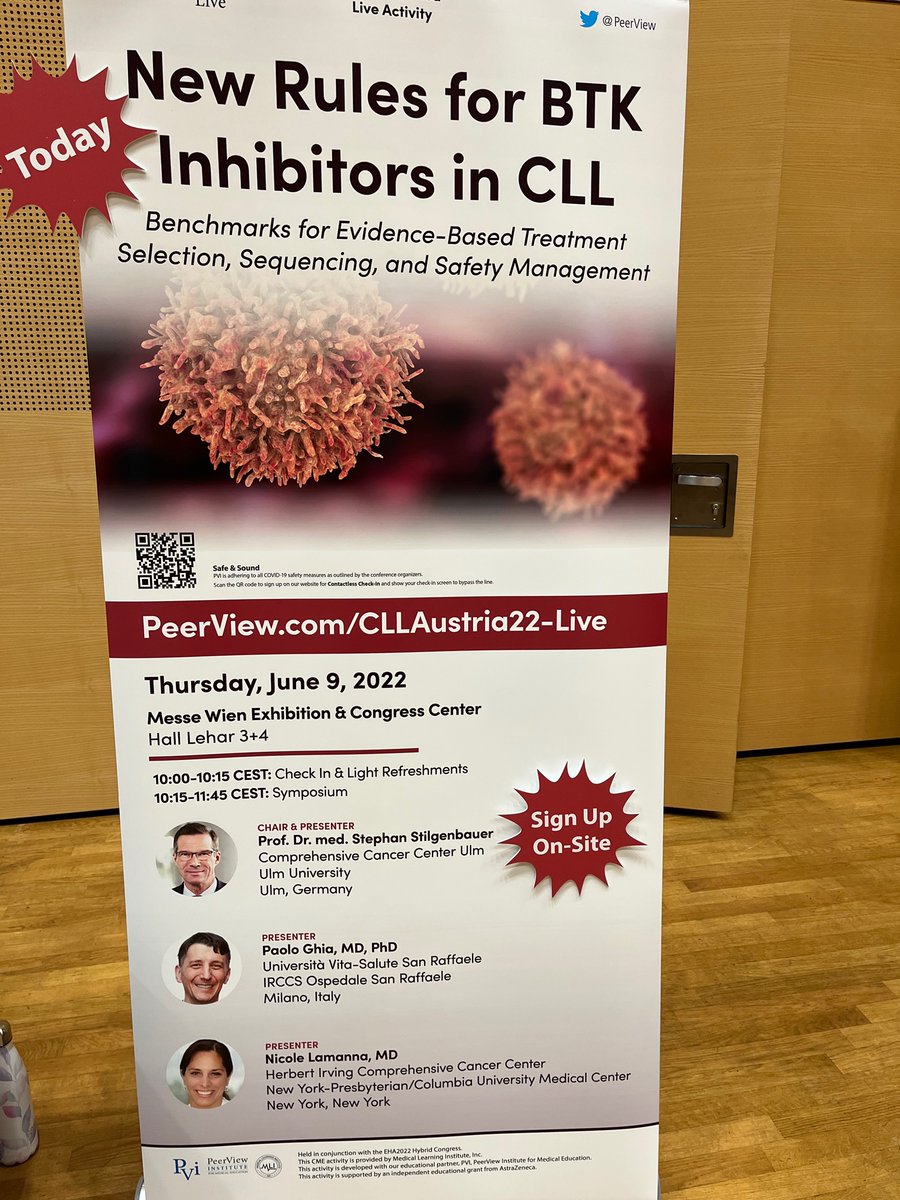 At #EHA22? Join Prof. Dr. Stephan Stilgenbauer, Paolo Ghia, MD, PhD, &amp; Nicole Lamanna, MD now in Lehar 3-4 to hear the  New Rules for BTK Inhibitors in #CLL bit.ly/CLLAustria22 #MedEd