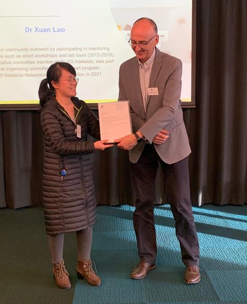 Xuan_Luo12's tweet photo. I was fortunate enough to receive the Emerging Research Leader Early Career Researcher Award. I am so thankful to everyone who supported me through my career development. I thank @Flinders @FlindersCSE for such an incredible opportunity! And @RastonLab for the years' support! https://t.co/4jZ7eix78p