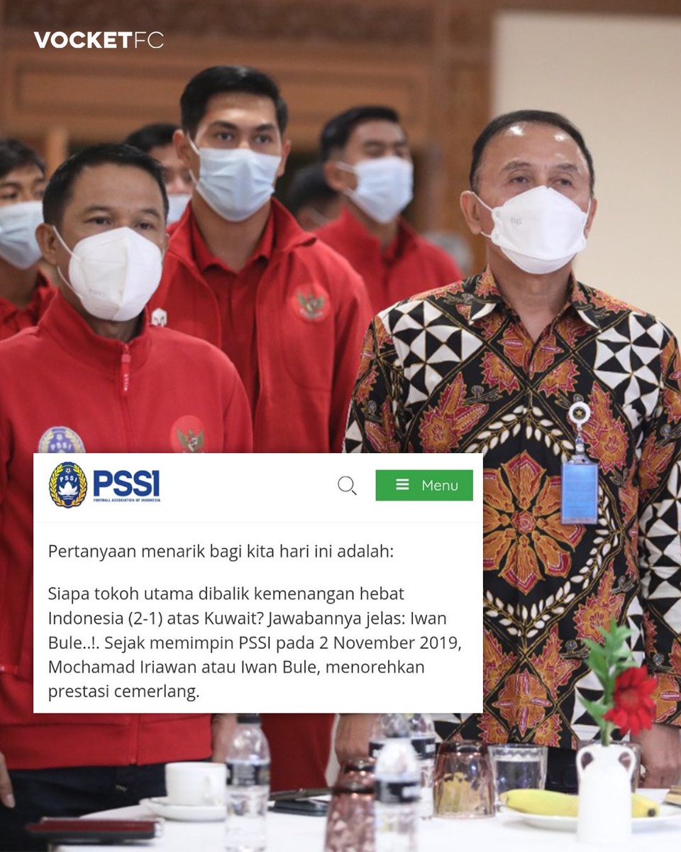 Bukan Rachmat Irianto, Marc Klok, atau Shin Tae-yong.

PSSI mengklaim tokoh utama di balik kemenangan Indonesia atas Kuwait adalah Iwan Bule.

Luar biasa 👏