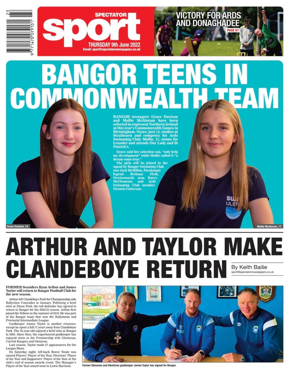 great coverage of <a href="/GoTeamNI/">Commonwealth Games Northern Ireland</a> swimmers in the County Down Spectator!