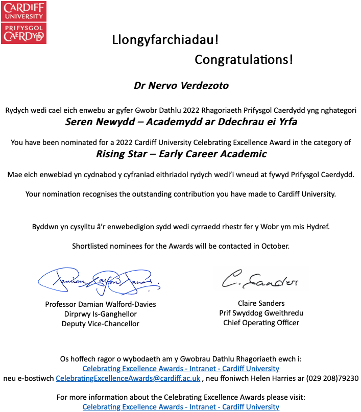 Nervo Xavier Verdezoto (@nervoxavier) on Twitter photo Speechless... Many thanks to my students & colleagues at <a href="/CompScienceCU/">Cardiff Uni Computer Science and Informatics</a> for the nomination + to my support group <a href="/Cardiff_HCC/">Cardiff Human-Centred Computing Research Unit</a> team :) Many thanks to all my interdisciplinary collaborators& mentors within & outside the UK for their support& encouragement since I moved to Cardiff🙏 Speechless... Many thanks to my students & colleagues at <a href="/CompScienceCU/">Cardiff Uni Computer Science and Informatics</a> for the nomination + to my support group <a href="/Cardiff_HCC/">Cardiff Human-Centred Computing Research Unit</a> team :) Many thanks to all my interdisciplinary collaborators& mentors within & outside the UK for their support& encouragement since I moved to Cardiff🙏
