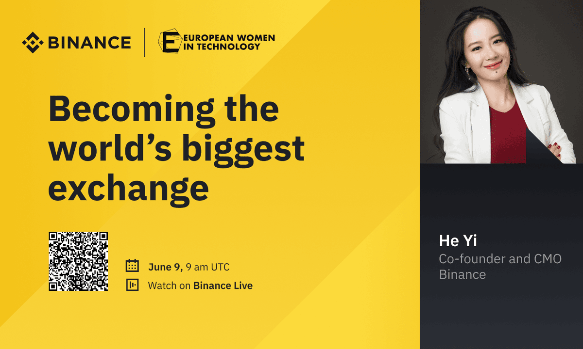 Head over to #Binance Live where Yi He shares her thoughts on Binance’s journey and future in her fireside chat, 'Becoming The World’s Biggest Crypto Exchange' at the European Women in Technology conference 2022.

Watch now ➡️ binance.com/en/live/video?…