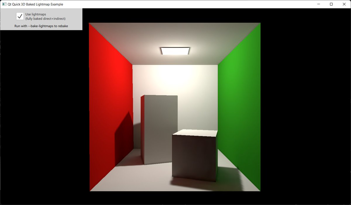alpqr's tweet photo. Speaking of #QtQuick3D, initial support for baked lightmaps (and so static GI) has merged for 6.4. Not quite complete yet, but is probably a good start. Doc snapshots browseable already: https://t.co/V1wq5YsgPQ #qtdev #qtgraphics https://t.co/Juqq5Cjcvg