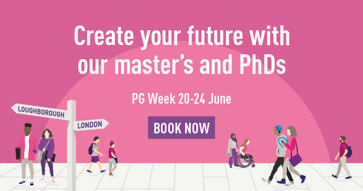Interested in studying a Master's or PhD at Loughborough? 

PG Week 2022 is taking place from 20-24 June. We've got a huge variety of live events planned covering all subject areas and topics. Take a look at the full schedule and book at the link below 👇

bit.ly/3Q4IWY1