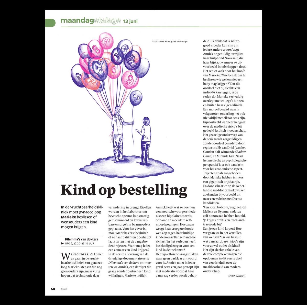 Kind op bestelling, over de dilemma’s rond de maakbaarheid van modern ouderschap.
Illustratie voor in de etalage van de <a href="/vprogids/">VPRO Gids</a> over de drie-delige documentaireserie ‘Dilemma’s van dokters’ van <a href="/mirandagrit/">Miranda Grit</a> en <a href="/elsjevD/">Els van Driel</a> 
Dank aan <a href="/Bram_Dirven/">Bram Dirven</a> 

<a href="/vpro/">vpro</a> <a href="/KroNcrv/">KRO-NCRV</a> #dilemma #dokters