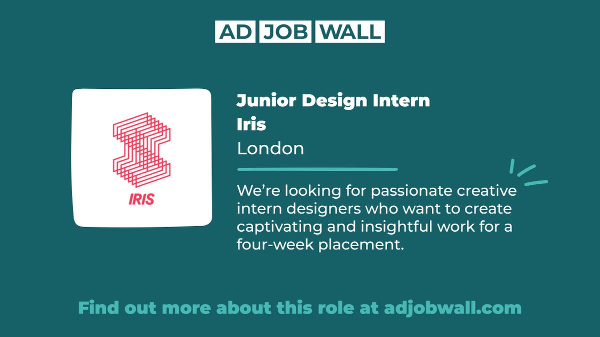 Junior Design Intern wanted by @irisworldwide in London

Apply by 29/7/22 - info and job link &gt; bit.ly/3mx8Q96