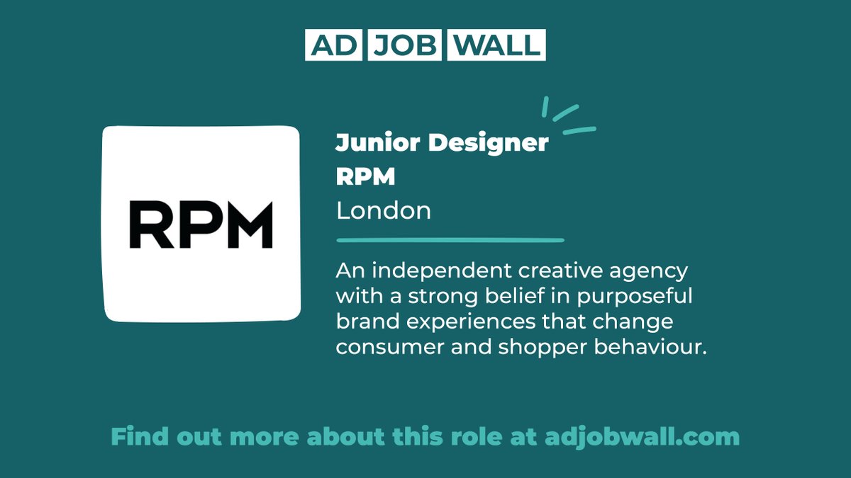 Junior Designer wanted by <a href="/rpmltd/">RPM</a> in London

Apply by 17/6/22 - info and job link &gt; bit.ly/3NDOOpl