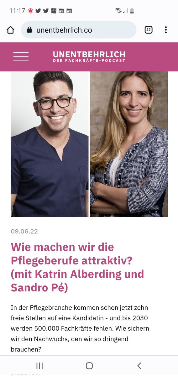 ibuckow's tweet photo. Für den neuen #Podcast #unentbehrlich haben wir mit Katrin Alberding und @SandroPee darüber gesprochen, wir wir #Pflegeberufe attraktiv machen können. Jetzt reinhören unter https://t.co/StSUzWFfi9 und überall da, wo es #Podcasts gibt. #unentbehrlich #Fachkräfte #fachkraeftemangel https://t.co/QgWSTsgx1p