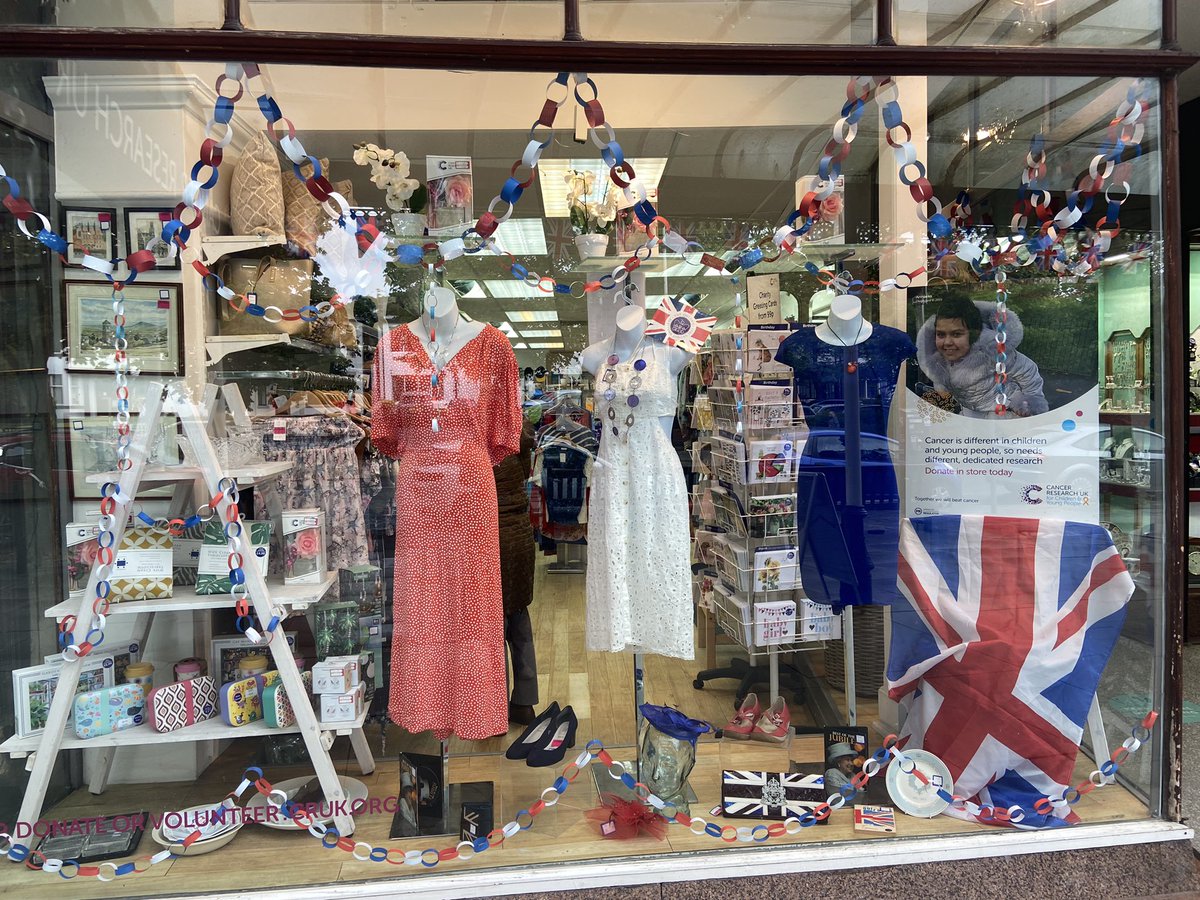 CRUKsouthport's tweet photo. Our Jubilee window from last week! We’ve planned another exciting window for next week, can anyone guess what it will be? https://t.co/tqJtCb2sUn