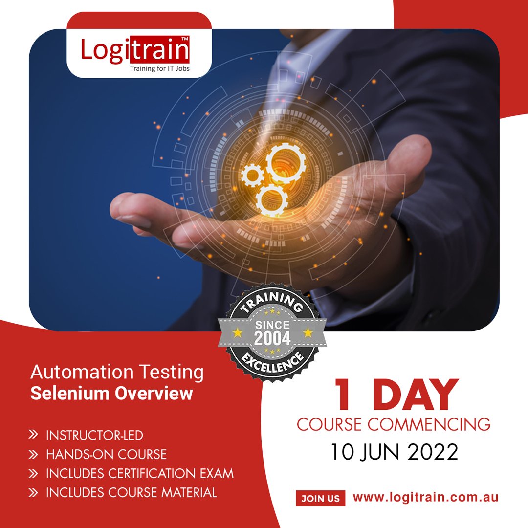 logitrain's tweet image. Selenium Tester Foundation Training
Starting from 10 June 2022 @ 09:30am to 5pm
Call/ WhatsApp: +61 1800 159 151
Email: info@logitrain.com.au
Visit us: logitrain.com.au/courses/softwa…
#ITILCourse #SeleniumTester #SeleniumTesterTraining #technology #networking #tech #ITIL #training
