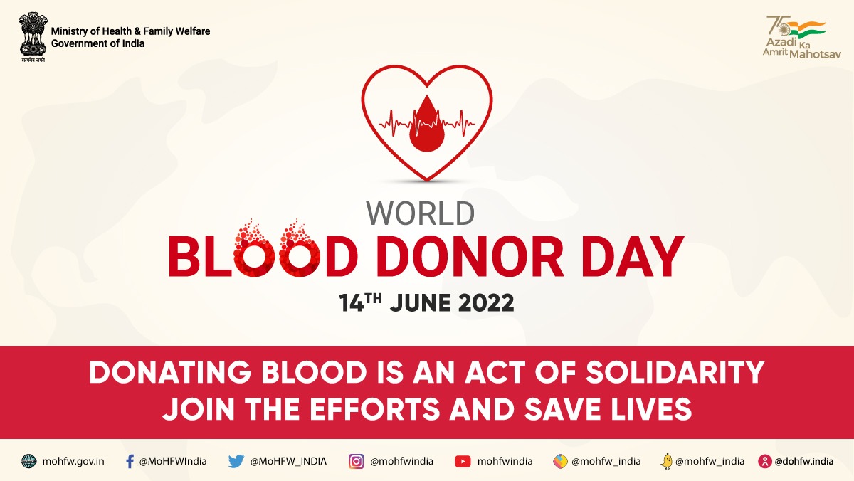 MoHFW_INDIA's tweet photo. This #WorldBloodDonorDay, let us thank and get inspired by people who donate blood. #DonateBlood , Save lives!For more information, visit https://t.co/tcnSE8vxrM

#SwasthaBharat #HealthForAll https://t.co/kjI6A05W5Q