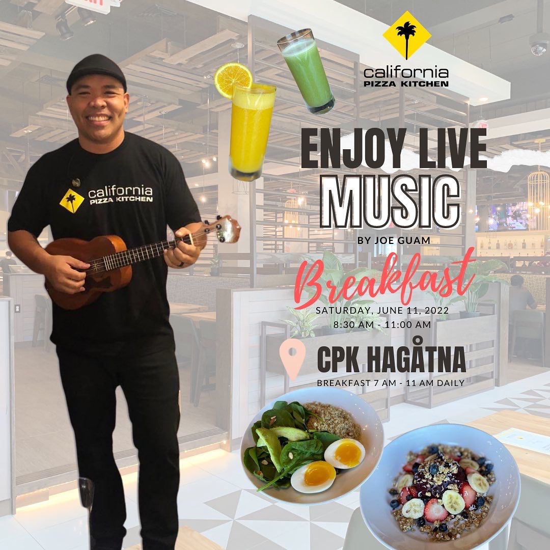 joeguam's tweet photo. Wake up and have breakfast with live music at @cpkguam in Hagåtña this Saturday 6/11 from 8:30-11:00AM! Come enjoy their new breakfast menu with delicious favorites and healthy new dishes!

Please call 671.477.4888 to reserve your table. Hope to see you there! https://t.co/O8hKSlDGoY