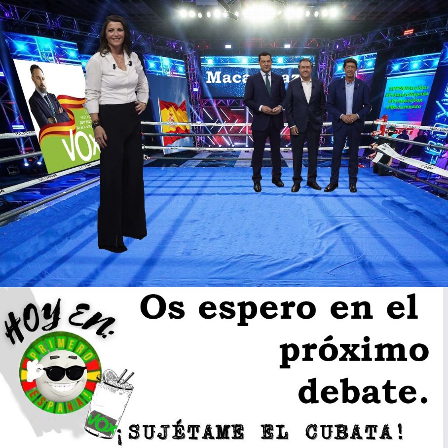 <a href="/Macarena_Olona/">Macarena Olona</a> ya está preparada para ganar también el 2 debate de las elecciones andaluzas que se hará el lunes 13. Pleno hundimiento de la izquierda antes de las elecciones. Bulos de Teresa Rodríguez. Nuevo #cambioreal #PPSOEtraidor #PrimeroEspaña  #PrimeroVox #MACARENAZO  1/8