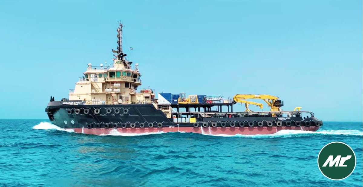 MubarakMarine's tweet photo. Our DP2 offshore supply vessel Mubarak Spirit has finished her first dry dock. The crane was relocated and a mezzanine deck was added, ready to start a new terminal support contract.

#MubarakMarine #UAE #Barges #OffshoreTugs #LandingCrafts #CoastalAndHarbourTugs #Multicat #Fleet https://t.co/YRj07NRDNj