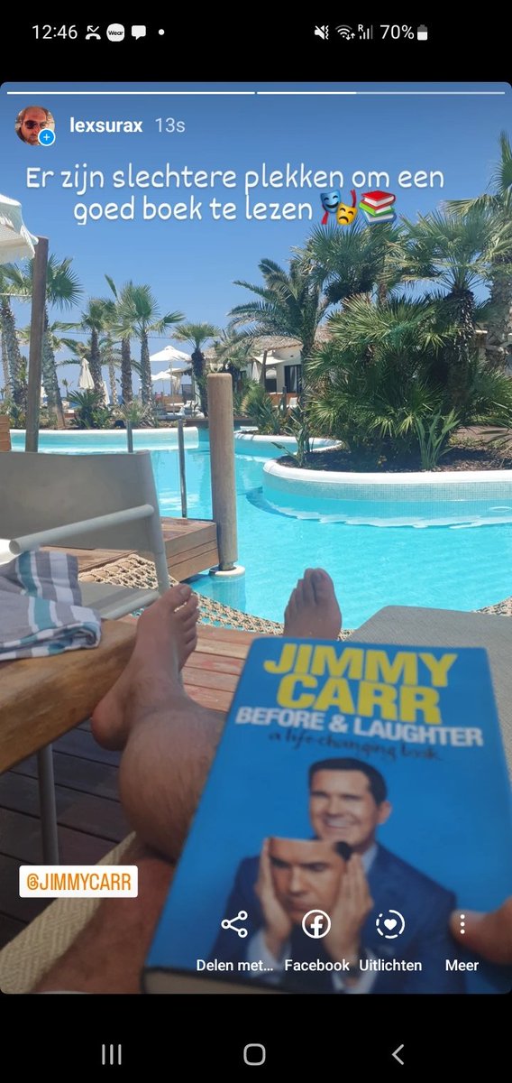 There are worse places to read a good book. @jimmycarr #beforeandlaughter
