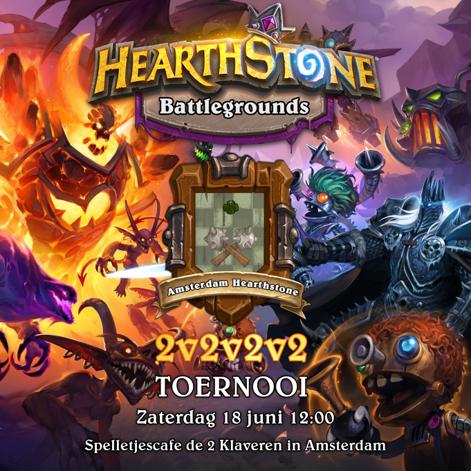 Op zaterdag 18 juni organiseert <a href="/badajimpom/">Jim Boer</a> een Battlegrounds Event in speletjes cafe de 2 klaveren in amsterdam.
Geen inschrijfgeld en een boel gezelligheid.
Kom ook gezellig naar het 2v2v2v2 BG toernooi