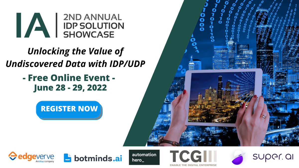 CIOApplications's tweet image. Join @AiiA_Network for their #IDPSolution Showcase to discover how IDP/UDP solutions can help your organization reduce the costs and risks of dealing with #UnstructuredData and manual document processing.

Register now: bit.ly/3akgxN8

#intelligententerprise #AI #RPA