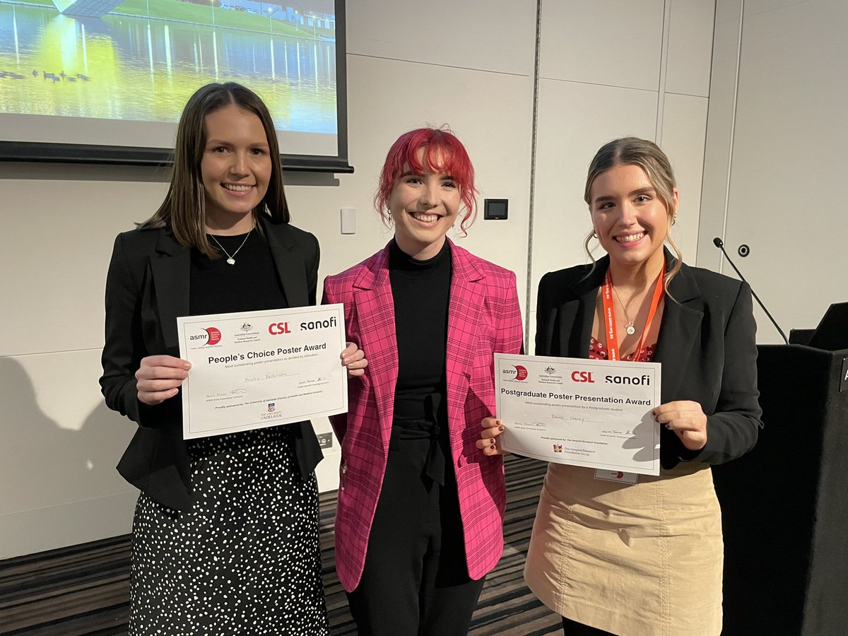 Myeloma Research Laboratory Adelaide (@myelomaadelaide) on Twitter photo Massive congratulations to <a href="/Em_Cheney/">Emma Cheney</a> on receiving the Postgraduate Poster Presentation Award and <a href="/hb_parkinson/">Hayley</a> on receiving Peopleโs Choice Poster Award at the <a href="/TheASMR1/">The Australian Society for Medical Research (ASMR)</a> SA Scientific Meeting! Presented by the <a href="/TheASMR1/">The Australian Society for Medical Research (ASMR)</a> SA Scientific Meeting Convenor <a href="/_LauraTrainor/">Laura Trainor</a> #MRW2022 ๐ Massive congratulations to <a href="/Em_Cheney/">Emma Cheney</a> on receiving the Postgraduate Poster Presentation Award and <a href="/hb_parkinson/">Hayley</a> on receiving Peopleโs Choice Poster Award at the <a href="/TheASMR1/">The Australian Society for Medical Research (ASMR)</a> SA Scientific Meeting! Presented by the <a href="/TheASMR1/">The Australian Society for Medical Research (ASMR)</a> SA Scientific Meeting Convenor <a href="/_LauraTrainor/">Laura Trainor</a> #MRW2022 ๐