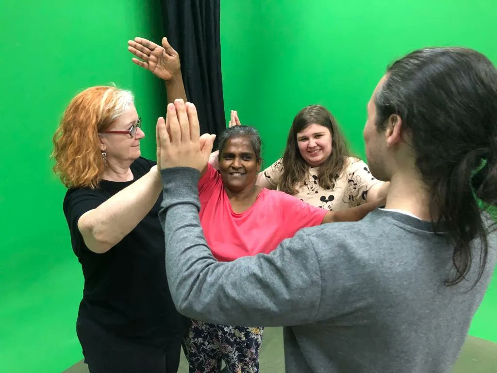 FaceFrontUK's tweet photo. Another fantastic Bridge Acting session 🎉 

Want to develop your confidence, play games and have fun? Join us every Tuesday from 5-7pm at the Face Front studio 🙌

#BridgeActingGroup #InclusiveTheatre #DevelopConfidence https://t.co/O17l8UzNKM