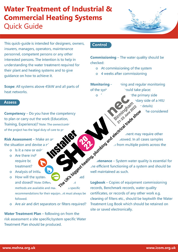 As a media sponsor for the 2022 @Installer_Show, ICOM will be attending to talk to engineers about the importance of Industrial/commercial water treatment.
We will also have some #FREE quick guides to give away!
Register today; 
installer-2022.reg.buzz/icom