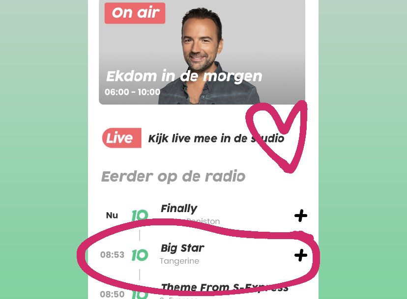 Helaas nog met Corona in m’n mand maar dit is toch wel gaaf zeg! <a href="/gerardekdom/">Gerard Ekdom</a> vanochtend met de première van Big Star van <a href="/TangarineNL/">Tangarine</a> op de Nederlandse radiooo! Laat de zomer naar beginnen! 🌞 #radio10