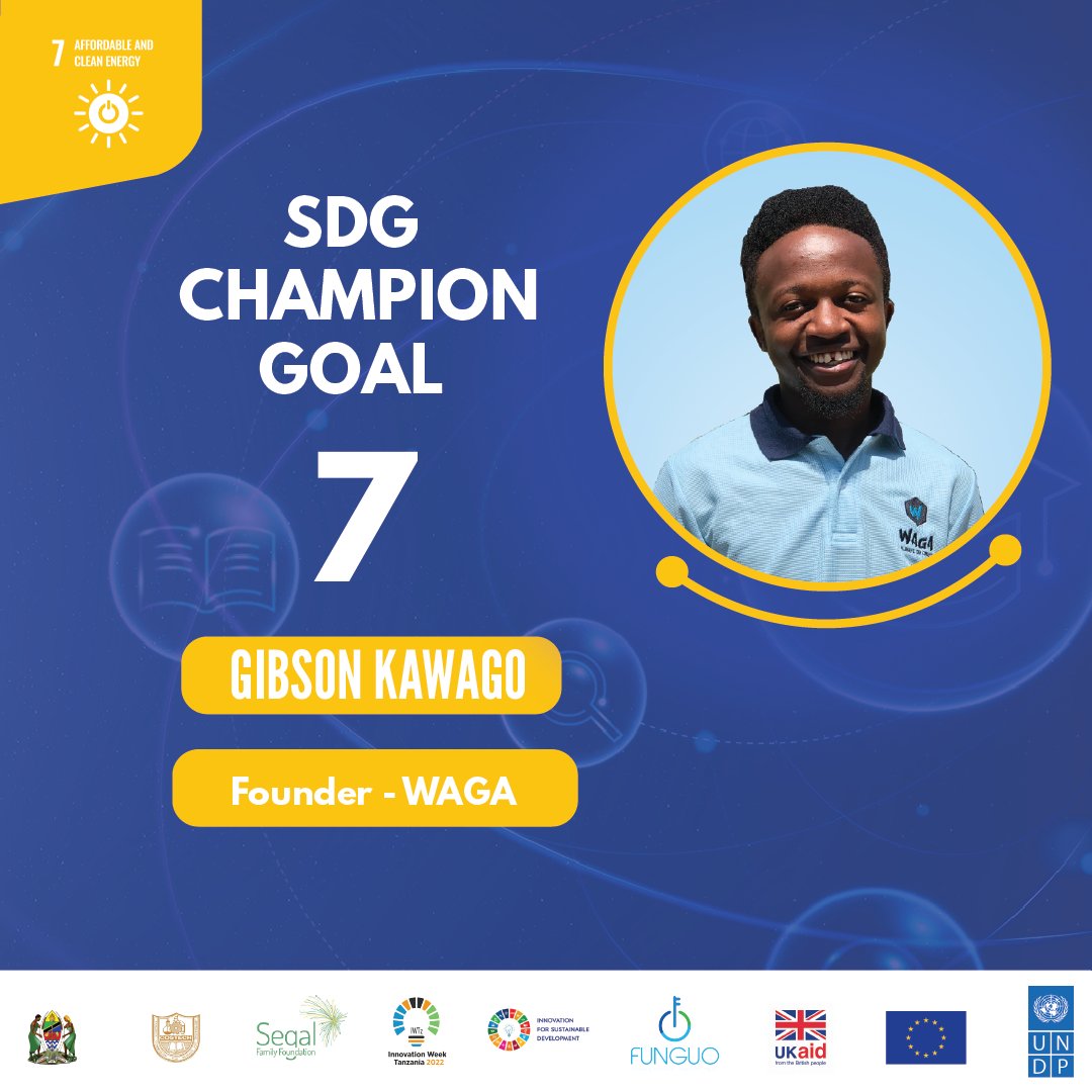 Funguo_Tz's tweet photo. Our #SDGInnovationChampion for Goal 7 #AffordableandCleanEnergy is Gibson Kawago, the Founder of WAGA. To learn more about his innovation, click: https://t.co/vu4toJ61Cu
@undptz @EUinTZ @UKinTanzania @SegalFoundation @costechTANZANIA https://t.co/SuaOhkO8Vu
