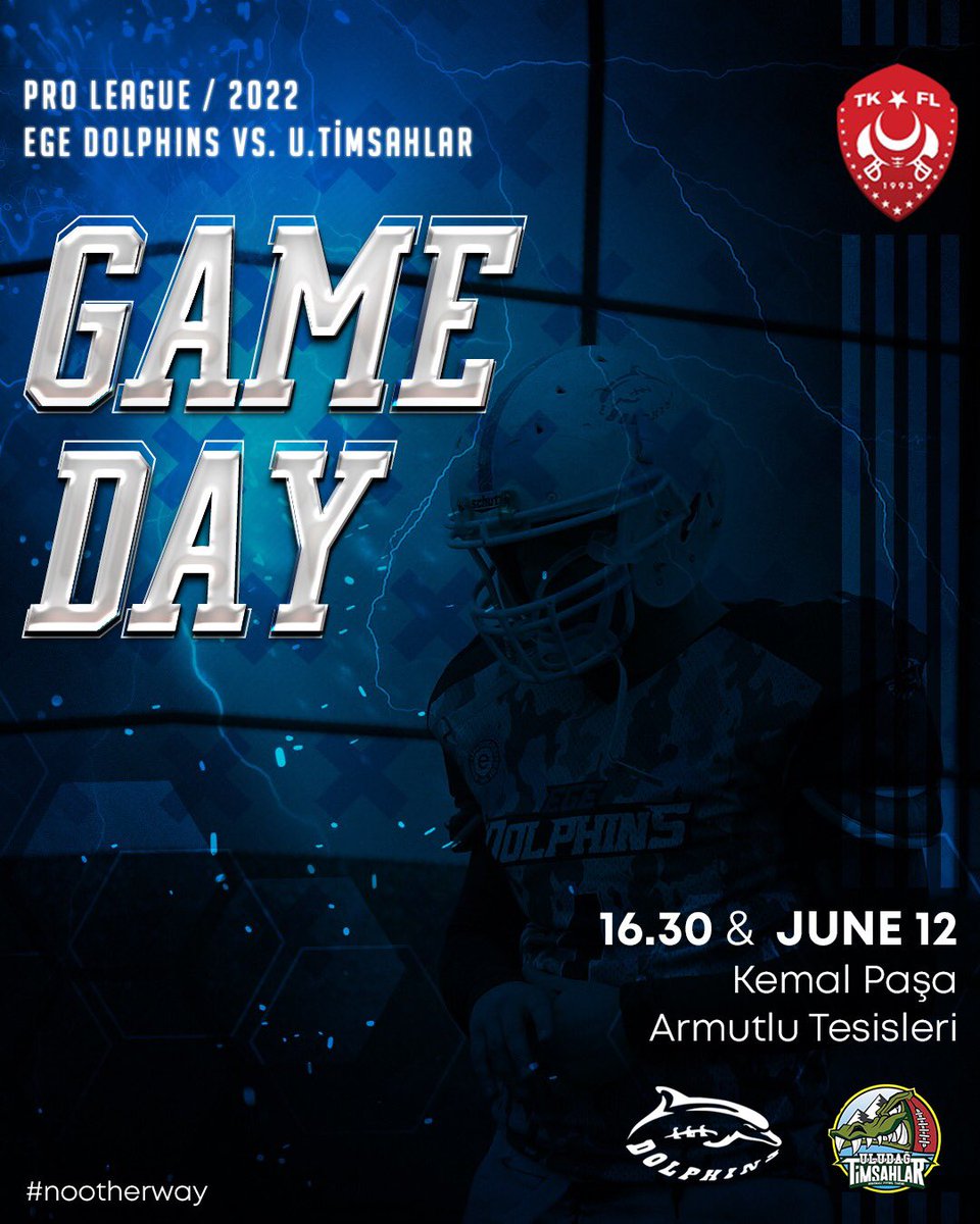 EgeDolphins's tweet photo. Ege Dolphins'in Pro Lig 2022 sezonunda grubun son maçındaki rakibi; Uludağ Timsahlar. Rakibimize başarılar diler, sakatlıksız bir maç olmasını temenni ederiz. 🏈🐬 https://t.co/w5rhXH33pp